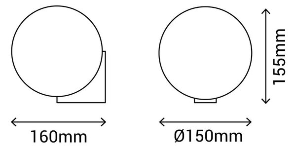 Crna zidna svjetiljka SULION Obi, ø 15 cm