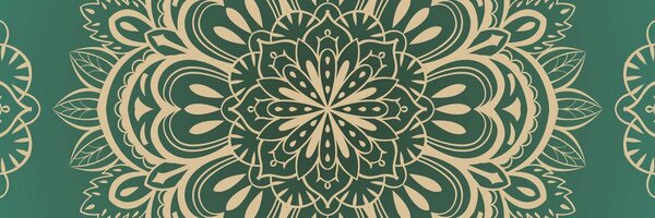 Slika zlatna Mandala na tirkiznoj pozadini