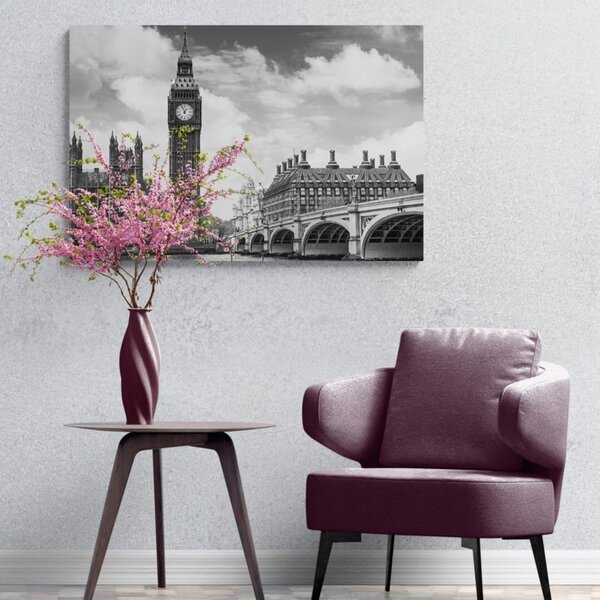 Slika Big Ben u Londonu u crno-bijelom dizajnu