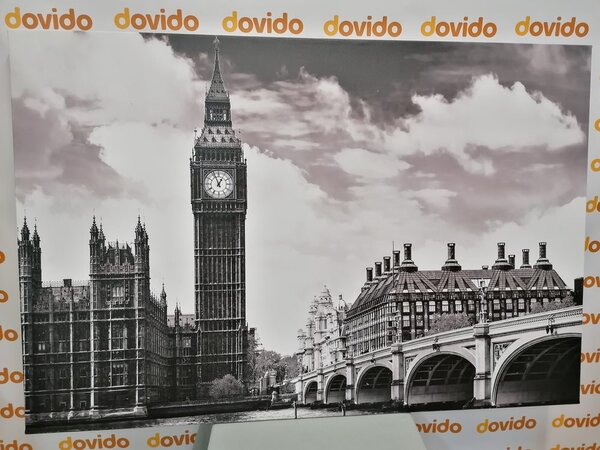 Slika Big Ben u Londonu u crno-bijelom dizajnu