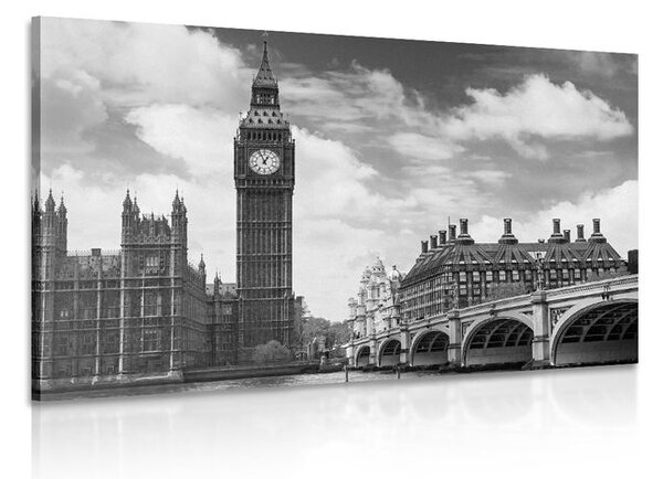 Slika Big Ben u Londonu u crno-bijelom dizajnu