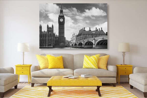 Slika Big Ben u Londonu u crno-bijelom dizajnu