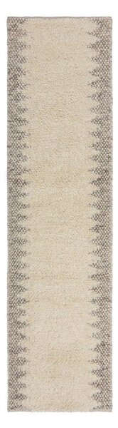 Krem ručno rađena staza od mješavine vune 60x230 cm Minerals Border – Flair Rugs