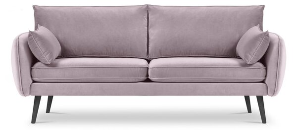 Svjetloružičasta sofa od baršuna s crnim nogama Kooko Home Lento, 198 cm