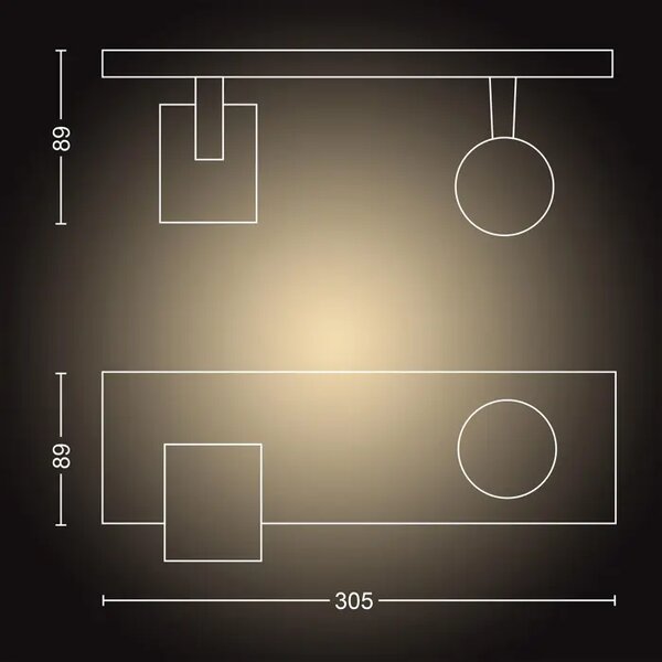 Runner Hue STROPNI REFLEKTOR BIJELI 2x5W 2200-6500K + DALJINSKI UPRAVLJAČ 8719514338142