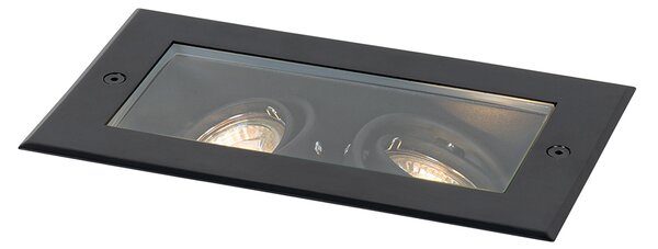 Moderni podni reflektor crni 2-svjetla podesivi IP65 - Oneon