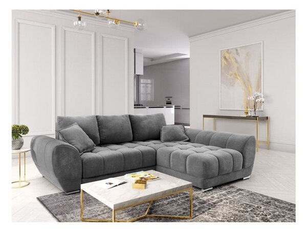 Sivi baršunasti kauč na razvlačenje Windsor & Co Sofas Nuage, desni kut