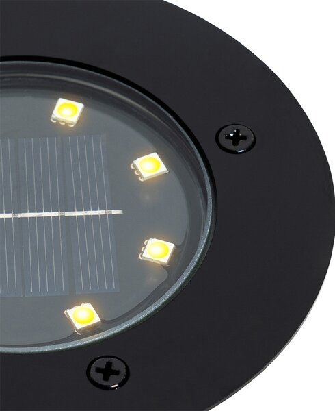 Set od 6 crnih ugradbenih svjetiljki za tlo s LED IP65 solarno - Terry
