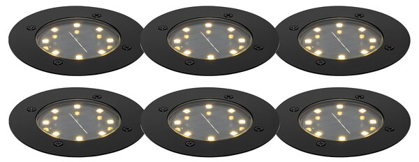 Set od 6 zemaljskih reflektora crne boje uključujući LED IP65 Solar - Terry