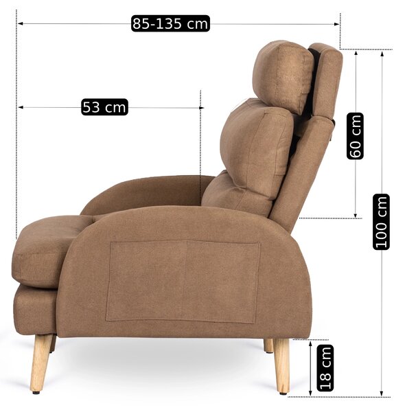 Podesiva fotelja Hondurenas (smeđa) (s tabureom)