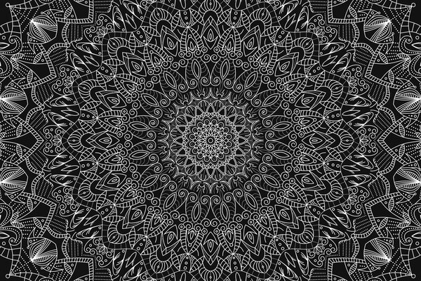 Slika detaljna ukrasna Mandala u crno-bijelom dizajnu