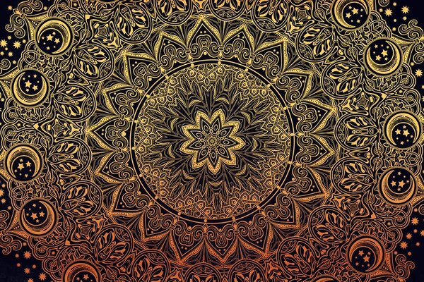 Slika zlatna orijentalna Mandala