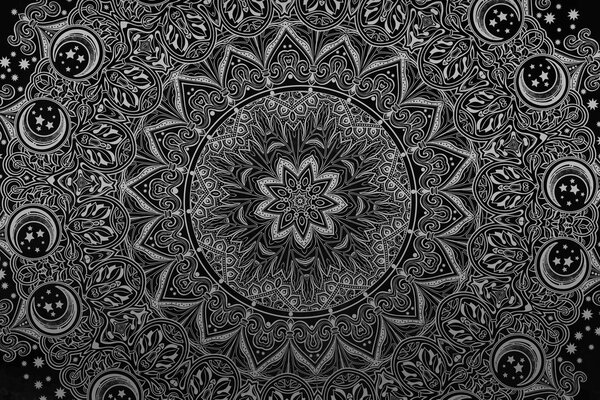 Slika zlatna orijentalna Mandala u crno-bijelom dizajnu