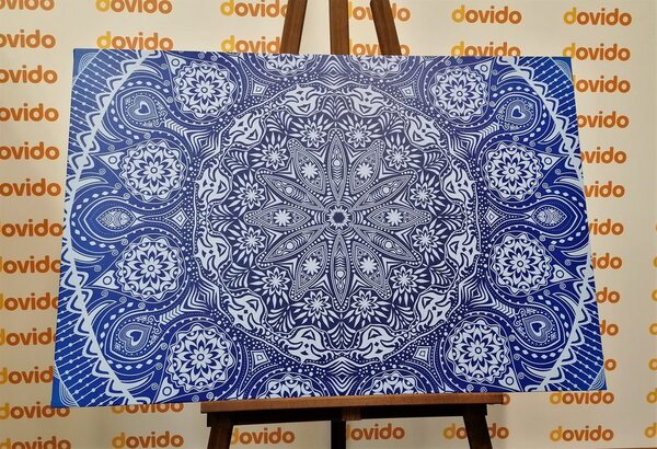 Slika ukrasna Mandala s čipkom u plavoj boji
