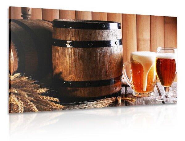 Slika pivo s pivskom bačvom