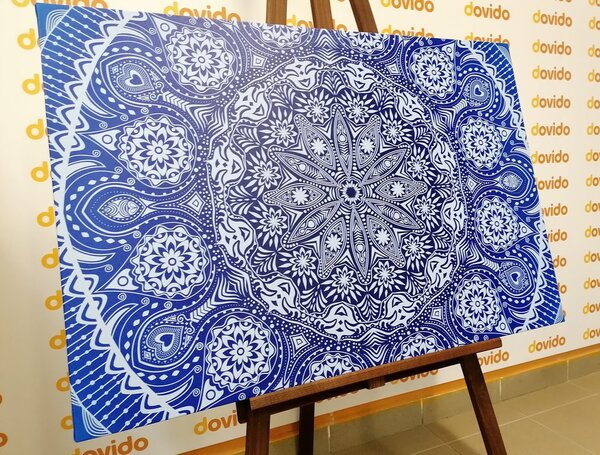 Slika ukrasna Mandala s čipkom u plavoj boji