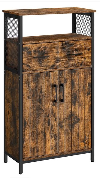 Komoda s ladicom i policom, 60 x 30 x 108 cm, rustikalno smeđa i crna