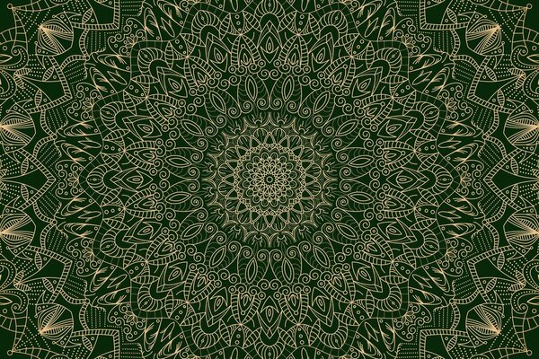 Slika detaljna ukrasna Mandala u zelenoj boji