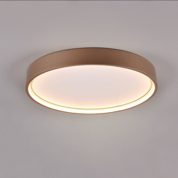 Trio Lighting Doha LED stropna svjetiljka, CCT, boja kave, Smeđa / hrđa, Dnevni boravak/blagovaonica, Metal, Zid okrugli