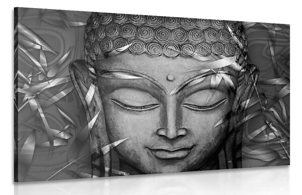 Slika Buddha s osmijehom na lice u crno-bijelom dizajnu
