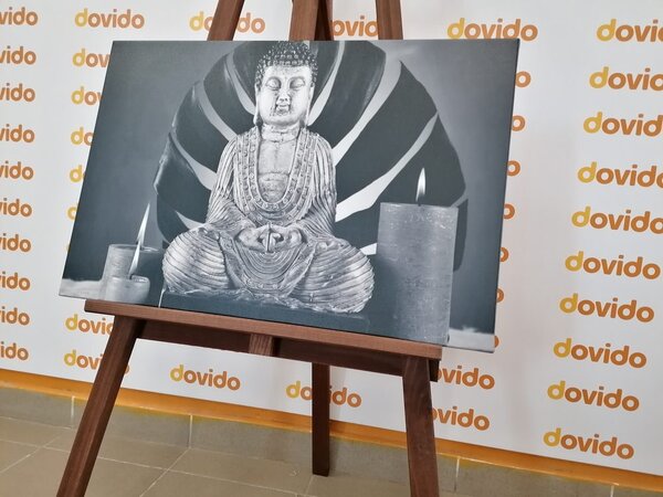 Slika Buddha s opuštajućom mrtvom prirodom u crno-bijelom dizajnu
