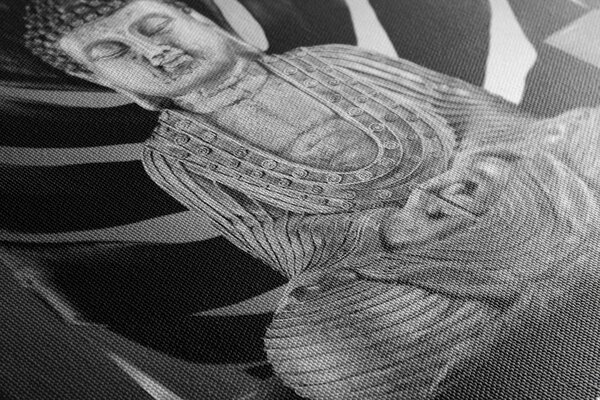 Slika Buddha s opuštajućom mrtvom prirodom u crno-bijelom dizajnu