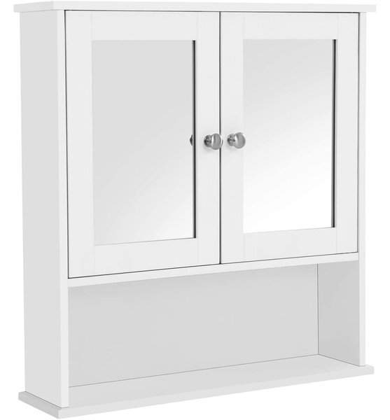 Kupaonski ormarić, ormarić za umivaonik s dvostrukim zrcalnim vratima 56 x 13 x 58 cm | VASAGLE
