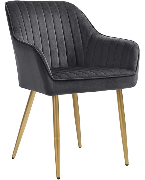 Tapecirana blagovaonska stolica, 62,5 x 85 x 60 cm, sivo-zlatna | SONGMICS