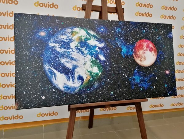 Slika planet Zemlja i crveni Mjesec