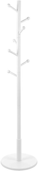Samostojeća vješalica, Vješalica za kapute sa 7 zaobljenih kuka, bijela, 38 x 175 cm (promjer x visina) | VASAGLE