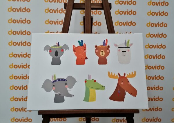 Slika puna životinja s indijanskim perjem
