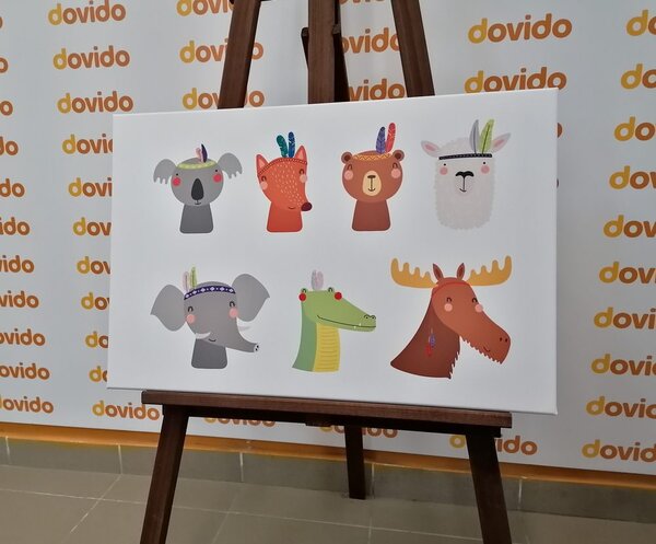 Slika puna životinja s indijanskim perjem