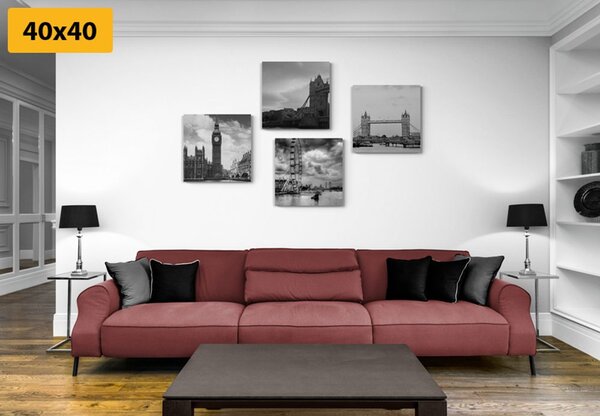 Set slika tajanstveni London u crno-bijelom dizajnu