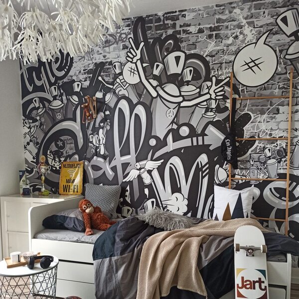 Tapeta sivi street art graffiti