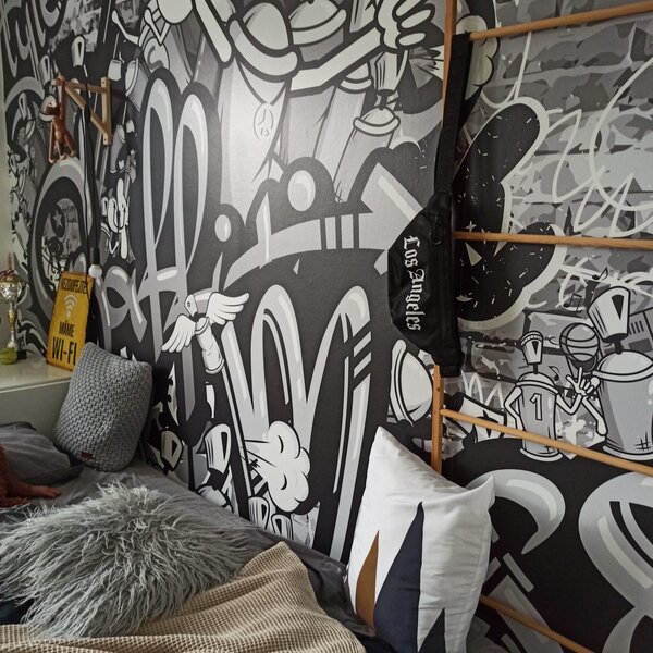 Tapeta sivi street art graffiti