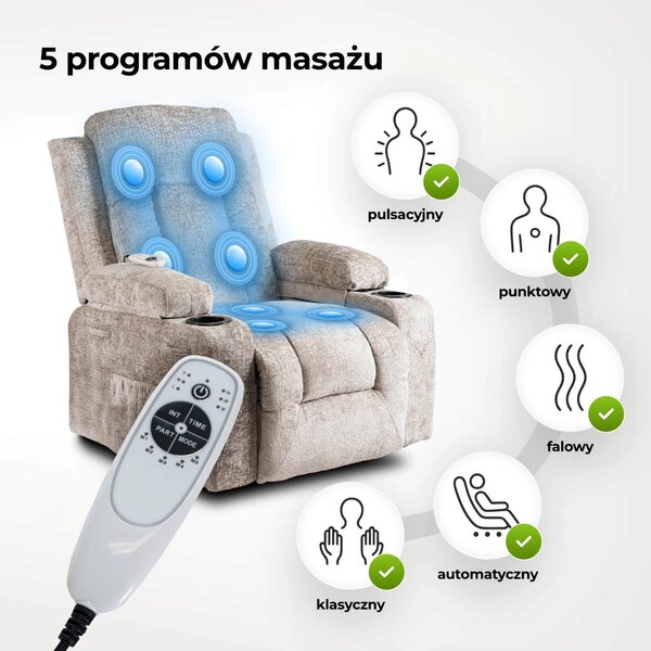 Fotelja za masažu Banesto (baršunasto bež)