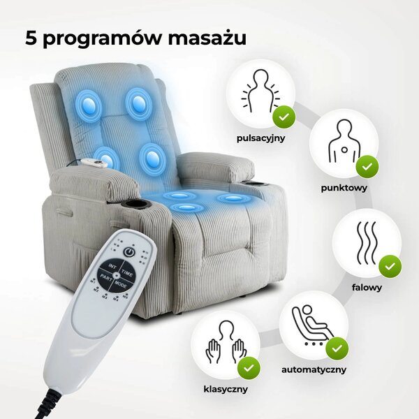 Masažna fotelja Banesto (svijetlosiva)