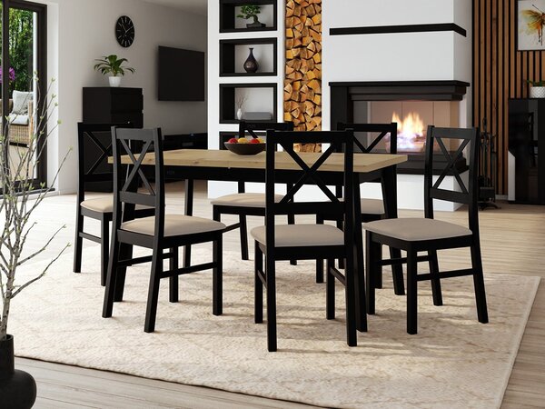 Zondo.hr Blagovaonski set (za 6 osoba) Amici AL43 (hrast artisan + crna + taupe). 1121744