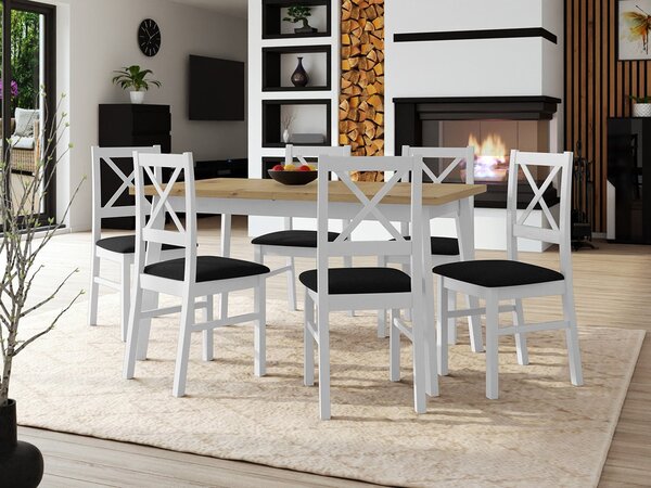 Zondo.hr Blagovaonski set (za 6 osoba) Amici AL43 (hrast artisan + crna + taupe). 1121744