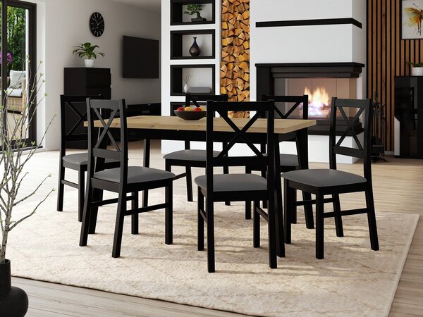 Zondo.hr Blagovaonski set (za 6 osoba) Amici AL43 (hrast artisan + crna + taupe). 1121744