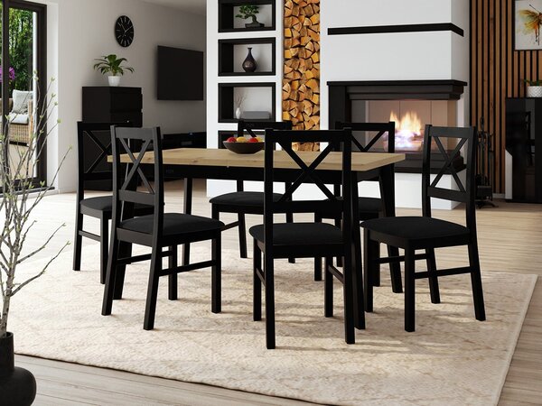 Zondo.hr Blagovaonski set (za 6 osoba) Amici AL43 (hrast artisan + crna + taupe). 1121744