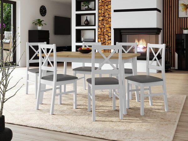 Zondo.hr Blagovaonski set (za 6 osoba) Amici AL43 (hrast artisan + crna + taupe). 1121744