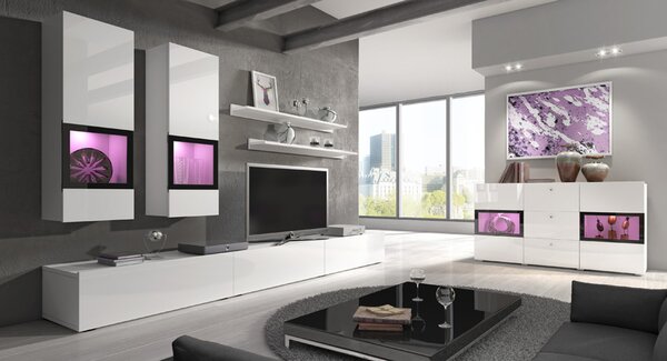 Komoda Baros (bijela, visoki sjaj)