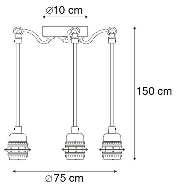 Industrijska viseća lampa crna 3-light - Cava