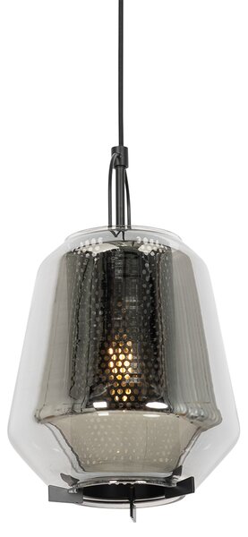 Art Deco viseća lampa crna sa dimnim staklom 23 cm - Kevin