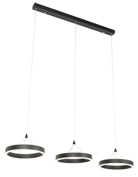 Viseća svjetiljka crna izdužena uklj. LED 3-stupanjska prigušiva 3-svjetla - Lyani