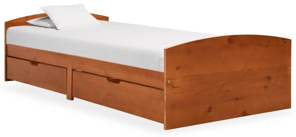 VidaXL Okvir za krevet s 2 ladice boja meda 90x200 cm masivna borovina