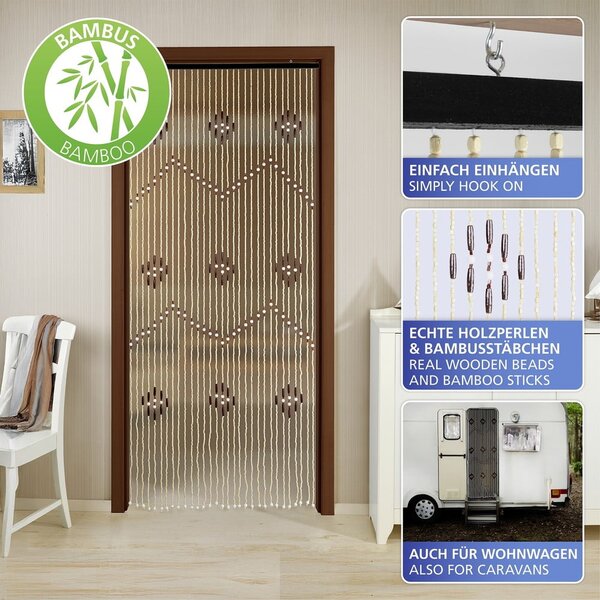 Zavjesa za vrata od bambusa u prirodnoj boji 90x200 cm – Maximex