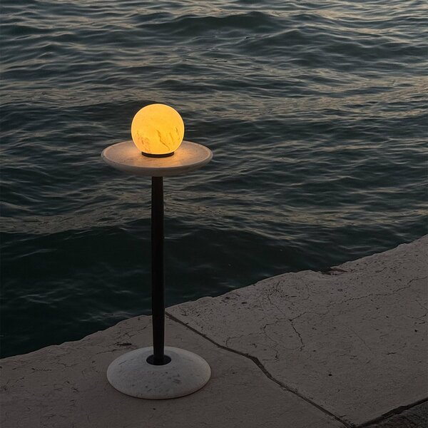 Stolne Lampa Elstead, Luna, prigušiv, Bijela, Dnevna soba, Mramor