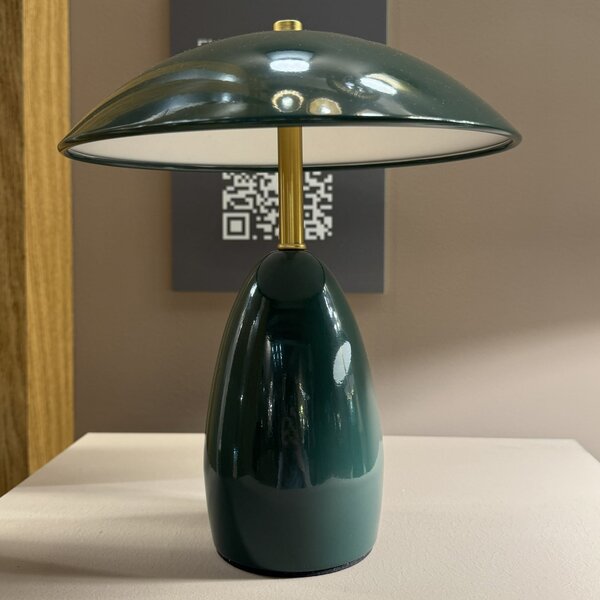 Elstead Poppy LED punjiva stolna lampa, zelena, visina 27 cm, metal, prigušiva, prigušiva, Zelena, Dnevni boravak/blagovaonica, Aluminij
